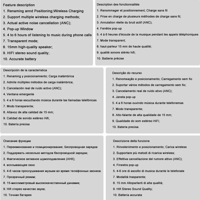 Audifonos Air Pro ANC Wireless Bluetooth Headsets Pro 2 Active Noise Cancellation Wireless Charging TWS Earbuds Stereo With Box