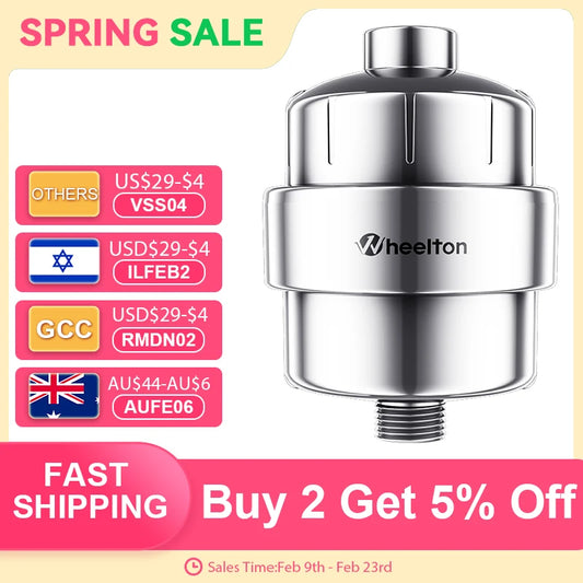 Filtro purificador de agua para ducha, filtración de baño de 16 etapas, carbón activado, Reduce el cloro y el fluoruro, agua de ducha con vitamina C